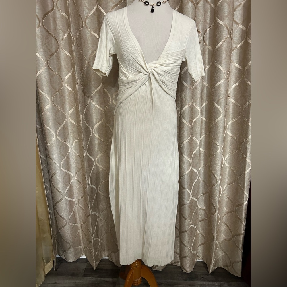 FRAME Elegant Cream Bodycon Knitted Dress